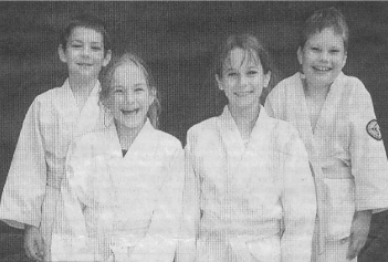 Judo U11 Württembergische Meistertitel: Hannah Nieß, Valerie Muth, Adriaan Nieß und Edoardo Bauer vom BSC Wetzgau.